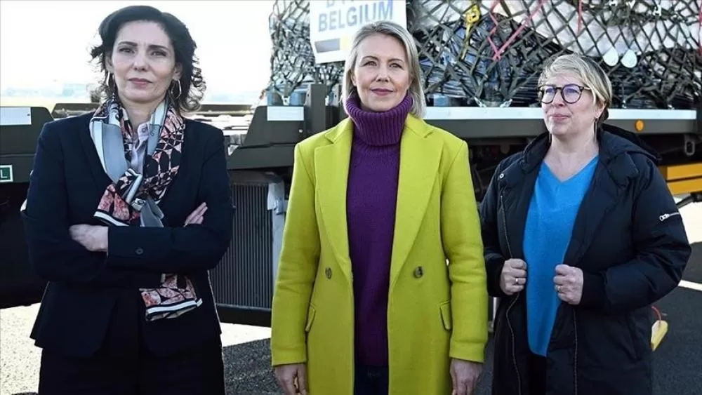 وزيرات من بلجيكا يظهرن دعمهن للمرأة الغزية.