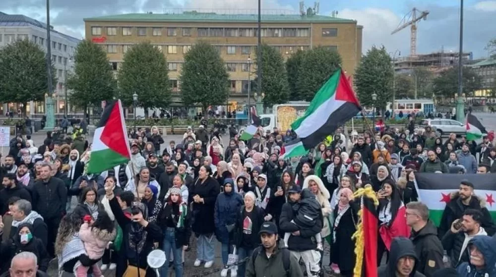 احتجاجات ضد الاحتلال الإسرائيلي أمام البرلمان السويدي