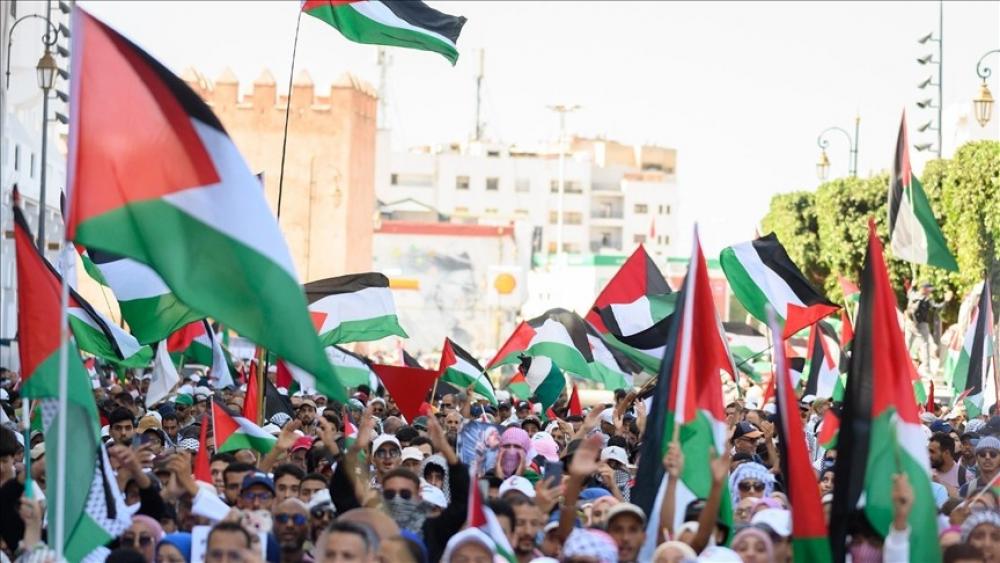 آلاف المغاربة يطالبون الدول العربية والإسلامية بإسناد فلسطين gazapress
